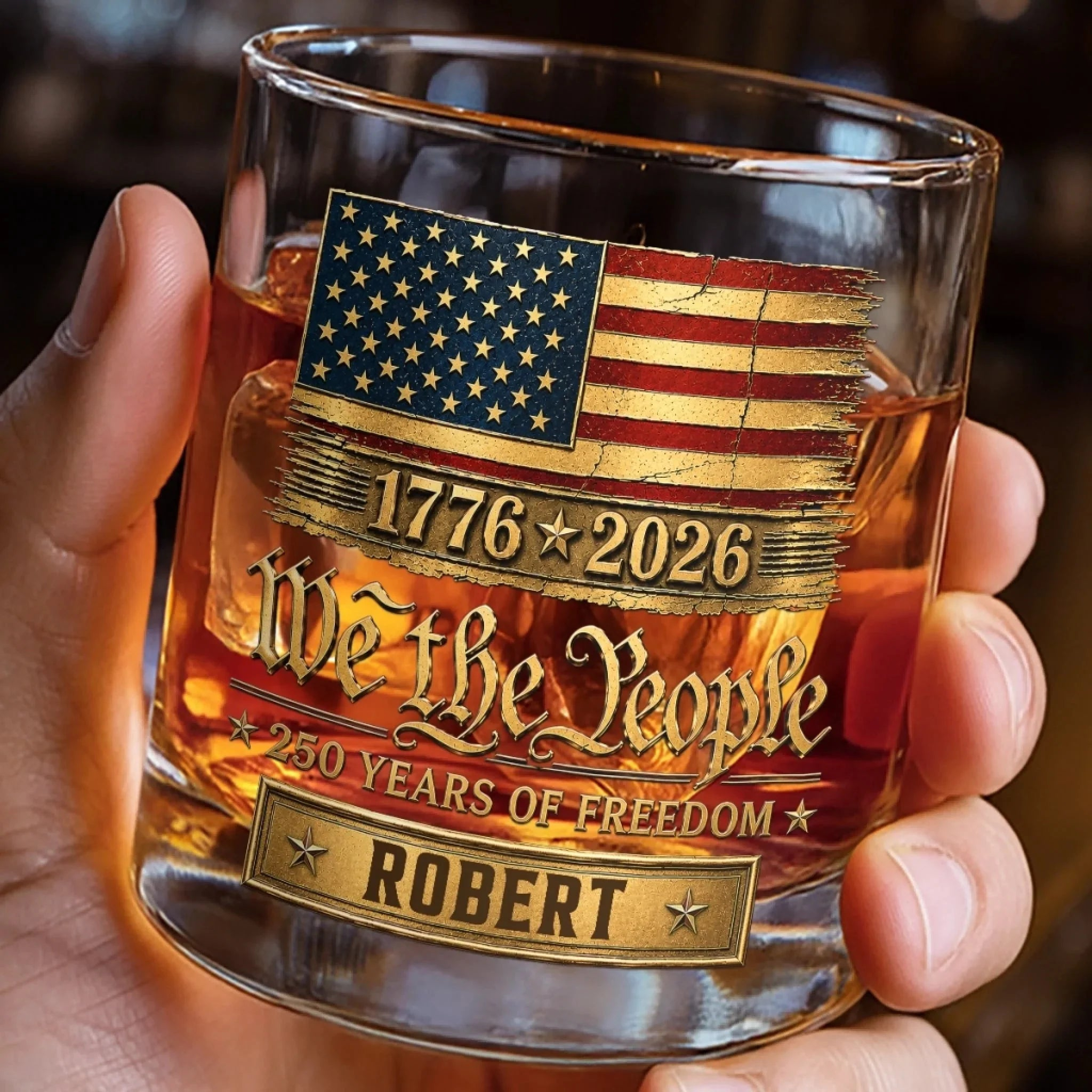 ⚡Hot Sales 50% OFF🔥America 250th Anniversary - Personalized Custom Patriotic Whiskey Glass