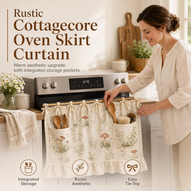 🍽️ LIMITED-TIME 70% OFF! 🏠 Oven Skirt Curtain with Pockets – Rustic Cottagecore Style, Quick-Access Storage & Easy Install ✨