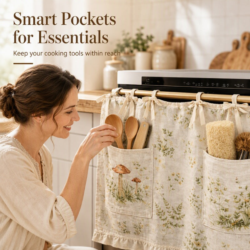 🍽️ LIMITED-TIME 70% OFF! 🏠 Oven Skirt Curtain with Pockets – Rustic Cottagecore Style, Quick-Access Storage & Easy Install ✨