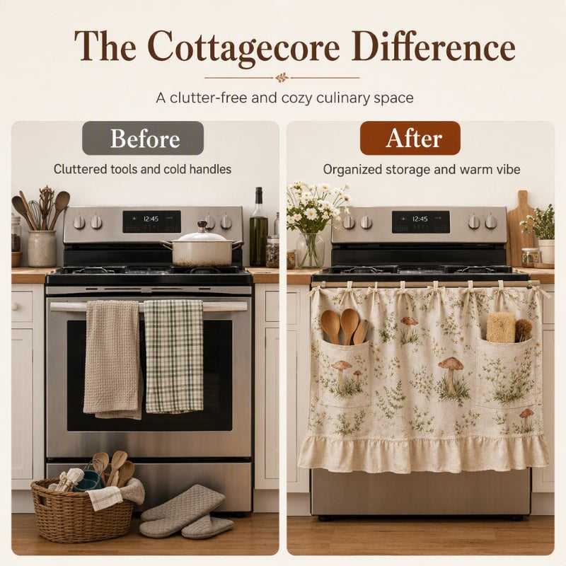 🍽️ LIMITED-TIME 70% OFF! 🏠 Oven Skirt Curtain with Pockets – Rustic Cottagecore Style, Quick-Access Storage & Easy Install ✨