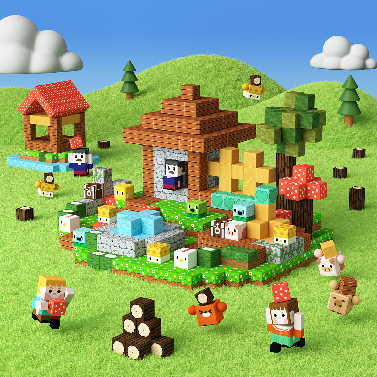 GobiDex Magnetic Building Cubes (Village)