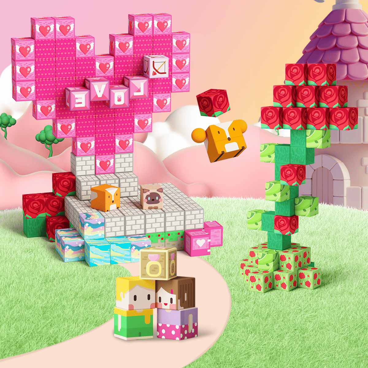 GobiDex Magnetic Building Cubes (Heartsblock)