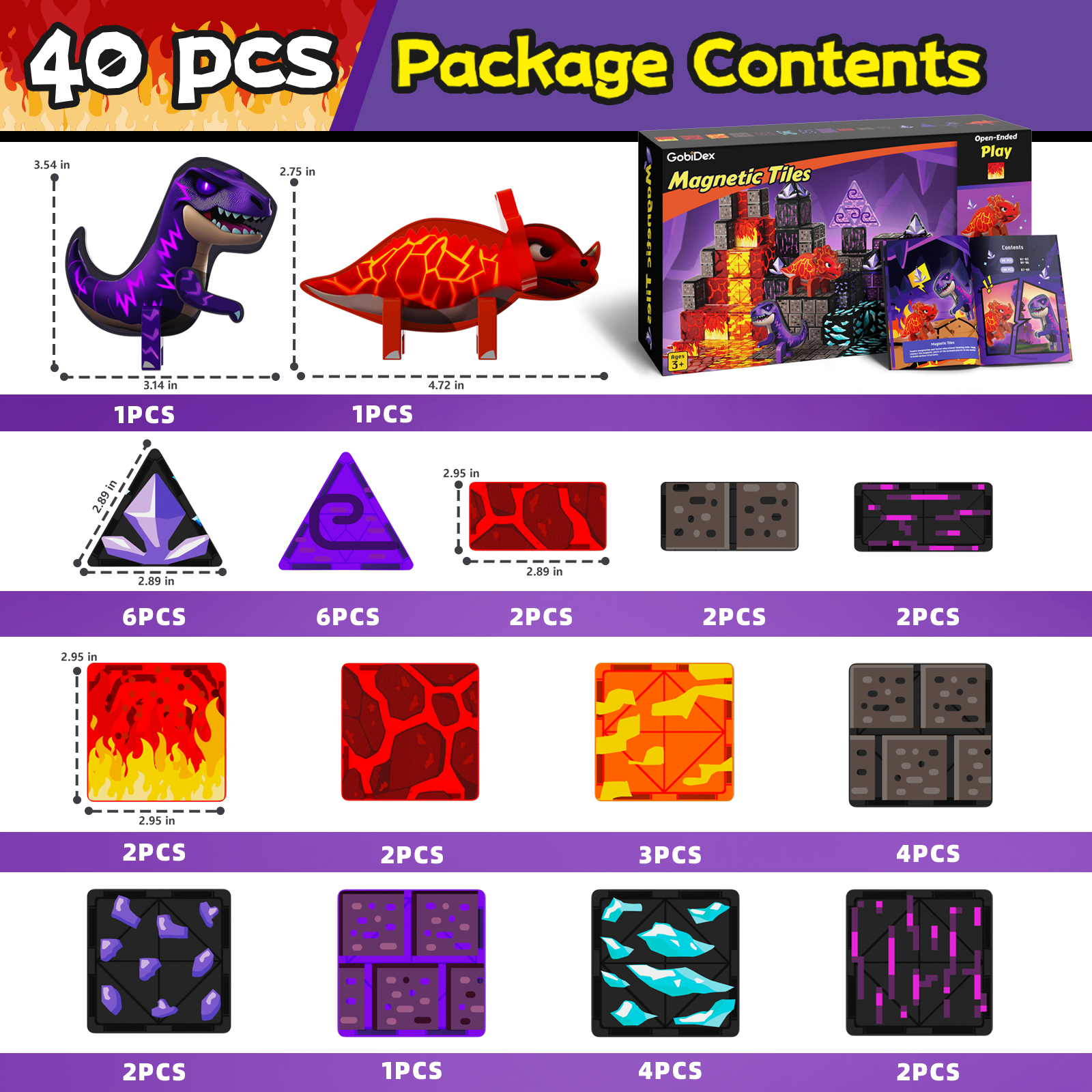 GobiDex Magnetic Tiles (Dinosaur)