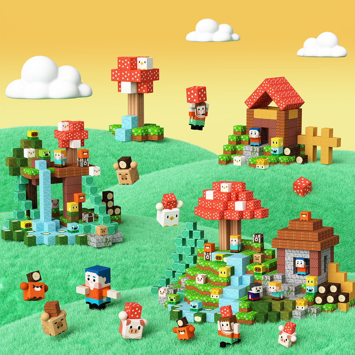 GobiDex Magnetic Building Cubes (Village)