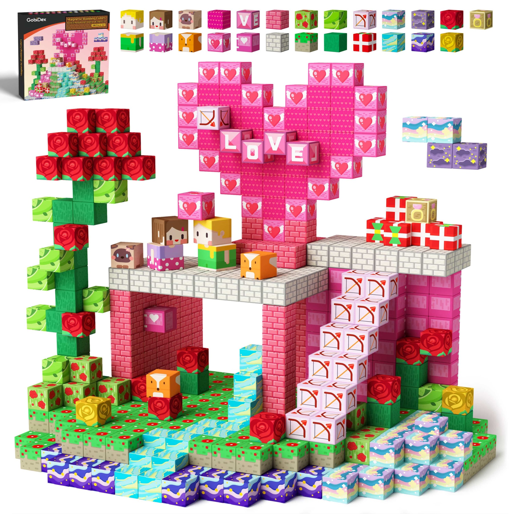 GobiDex Magnetic Building Cubes (Heartsblock)