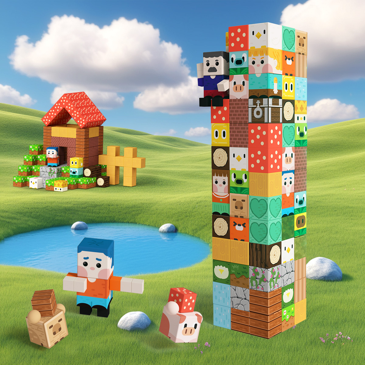 GobiDex Magnetic Building Cubes (Village)