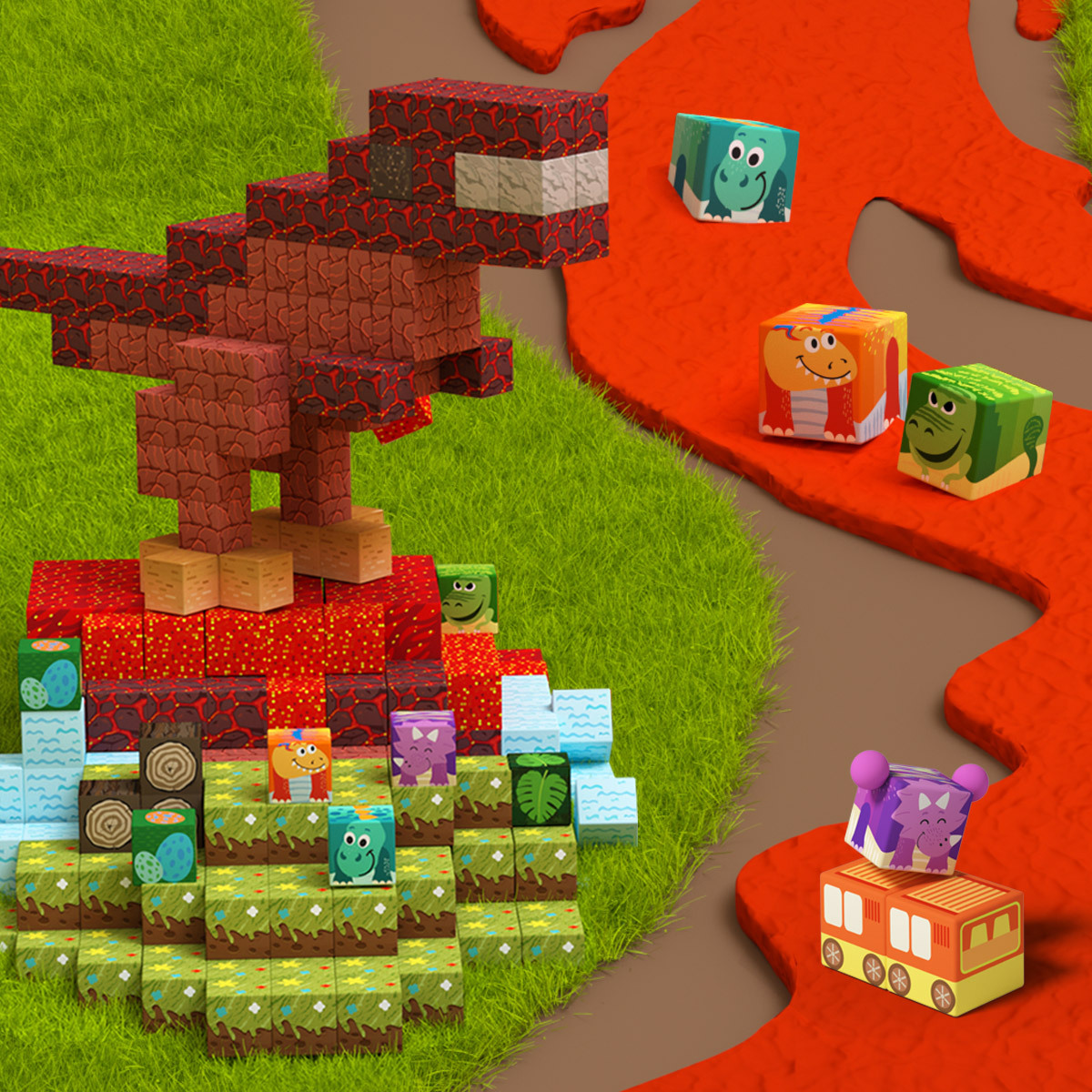 GobiDex Magnetic Building Cubes (Dinosaur)