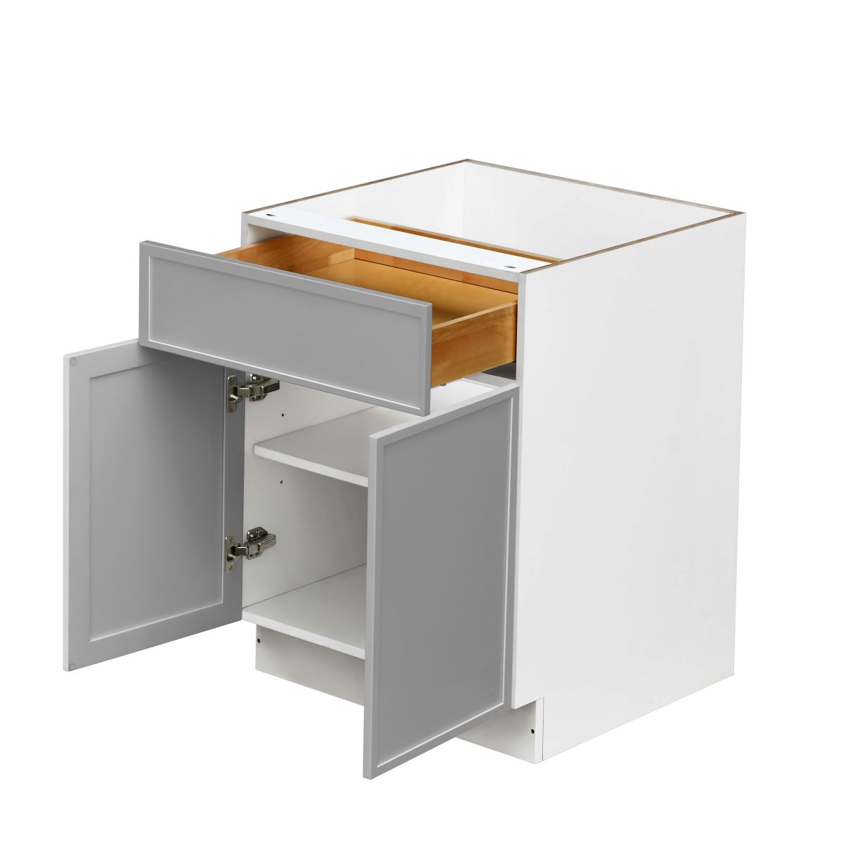 White Shaker Base Cabinet 2-Doors 1-Drawer 1-Adjustable Shelf