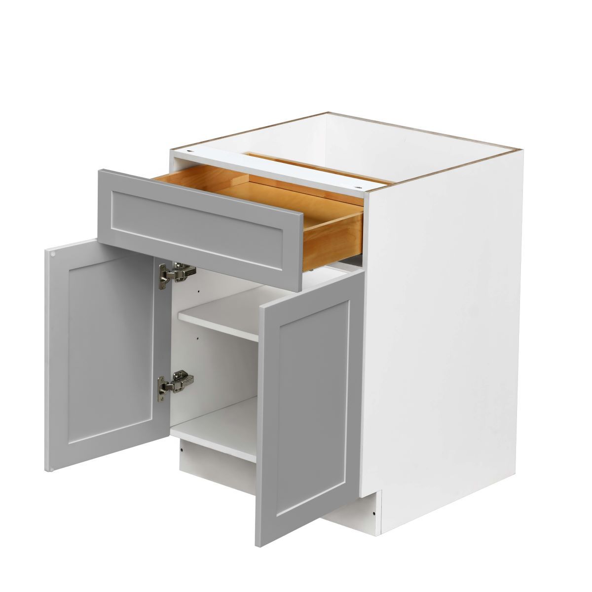 White Shaker Base Cabinet 2-Doors 1-Drawer 1-Adjustable Shelf