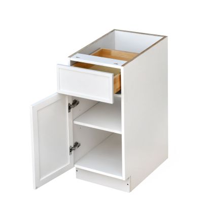 White Shaker Base Cabinet 1-Door 1-Drawer 1-Adjustable Shelf