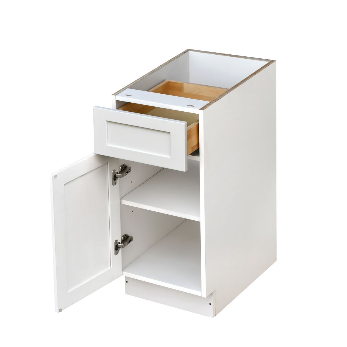 White Shaker Base Cabinet 1-Door 1-Drawer 1-Adjustable Shelf