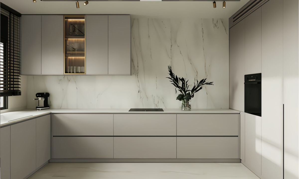 Aspen Collection Stone Gray (Frameless) Sample Door