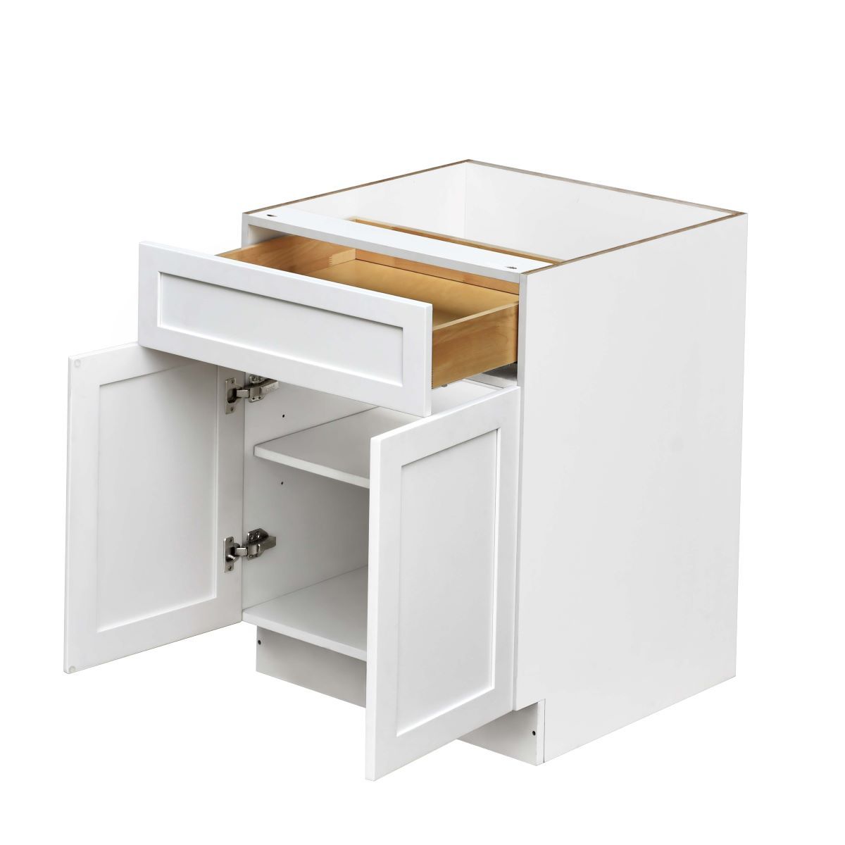 White Shaker Base Cabinet 2-Doors 1-Drawer 1-Adjustable Shelf