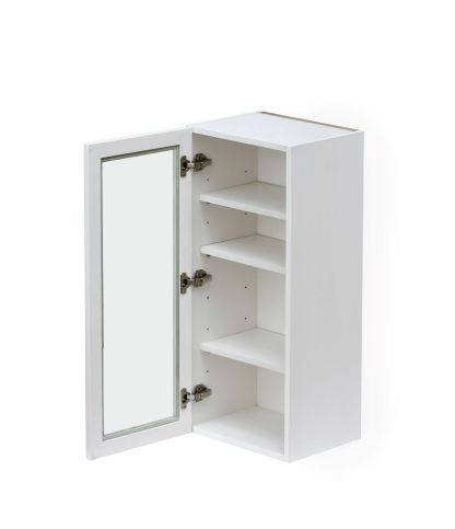 White Shaker Glass Door Cabinet 1-Door 3-Adjustable Shelves