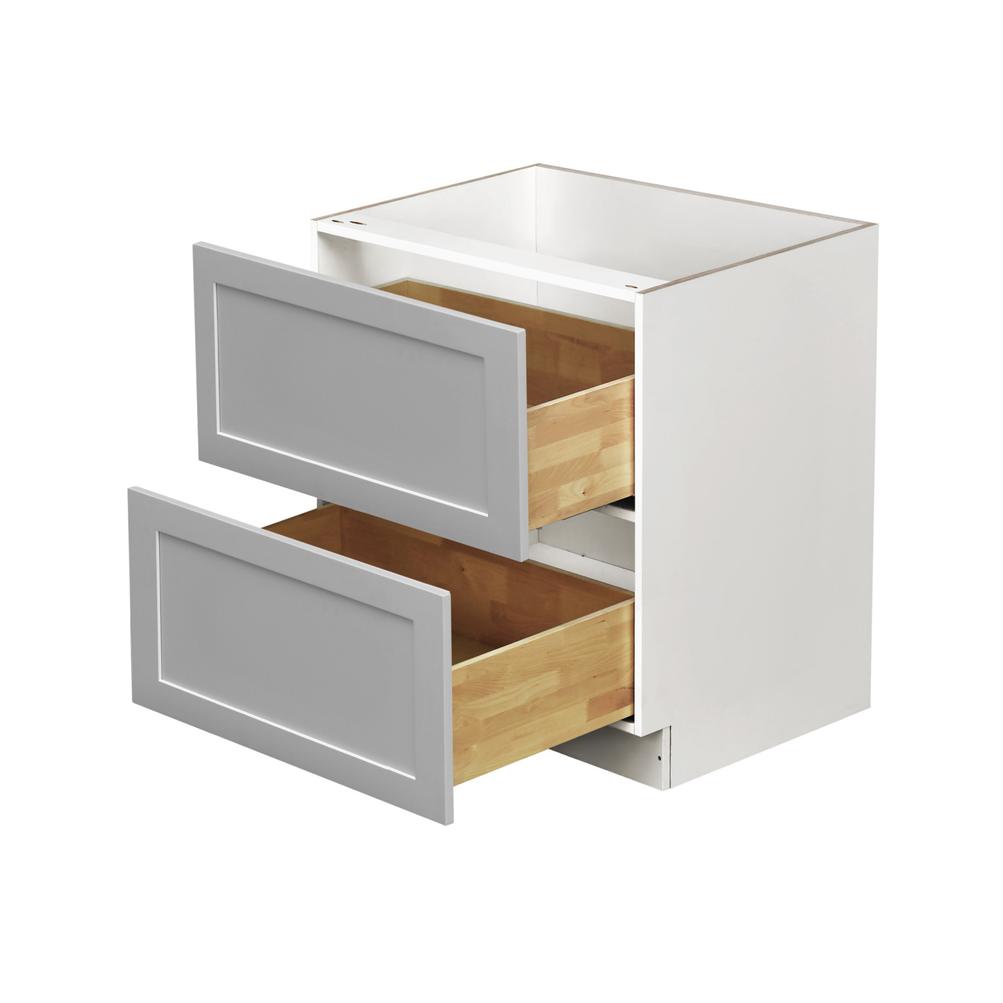 White Box Gray Shaker - 24"W Drawer Base Cabinet 2-Drawers