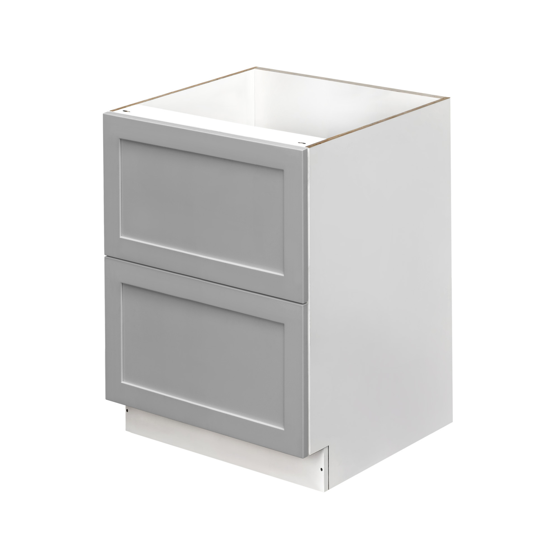 White Box Gray Shaker - 24"W Drawer Base Cabinet 2-Drawers