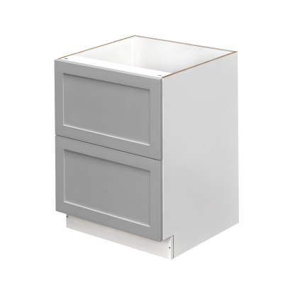 White Box Gray Shaker - 24"W Drawer Base Cabinet 2-Drawers