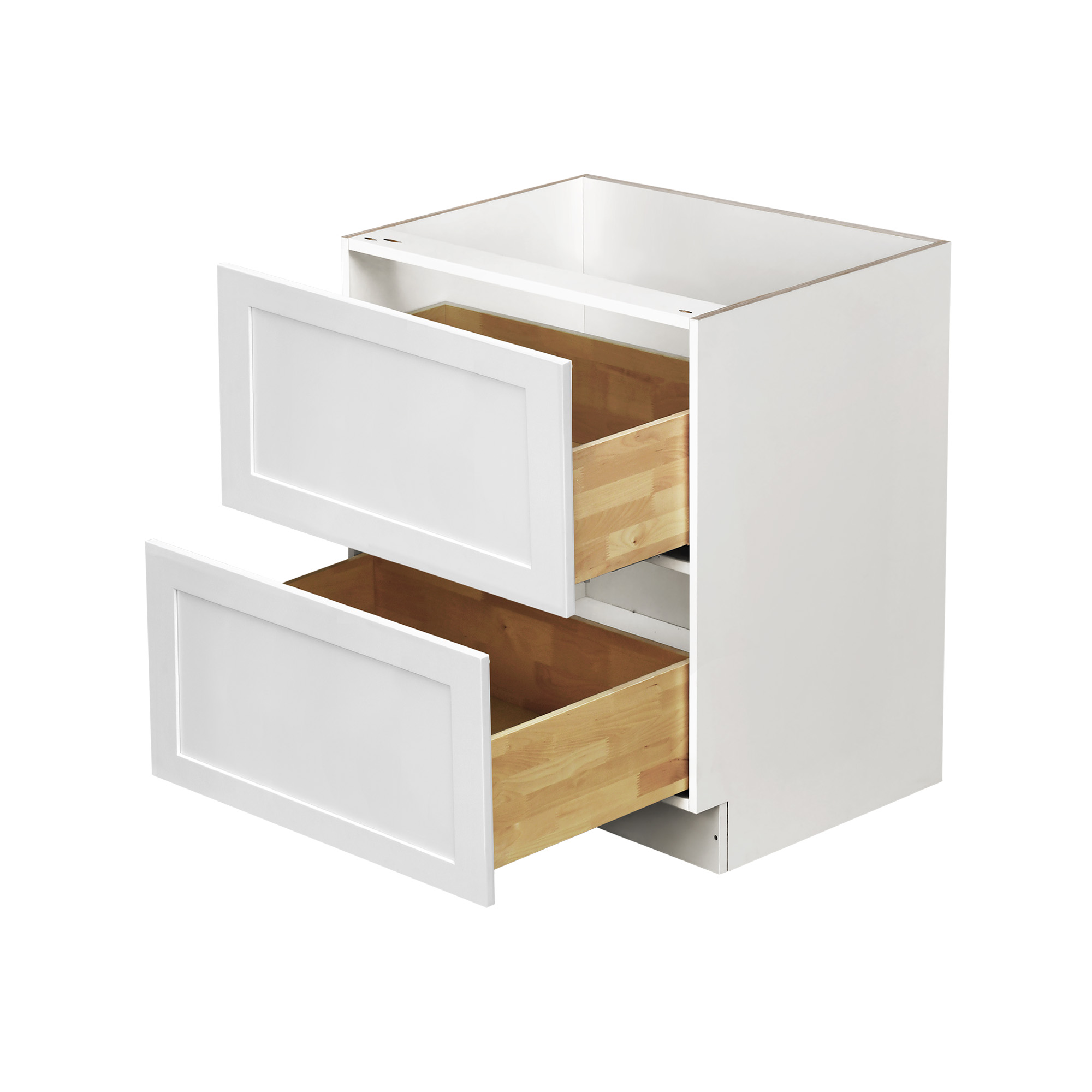 White Shaker - 24"W Drawer Base Cabinet 2-Drawers