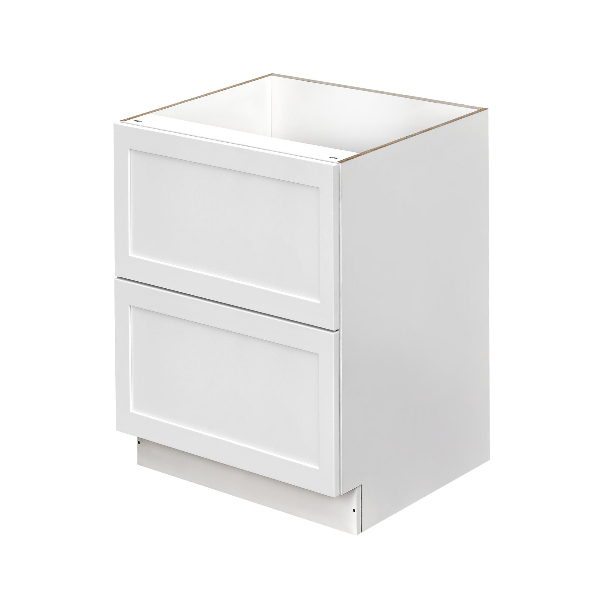 White Shaker - 24"W Drawer Base Cabinet 2-Drawers