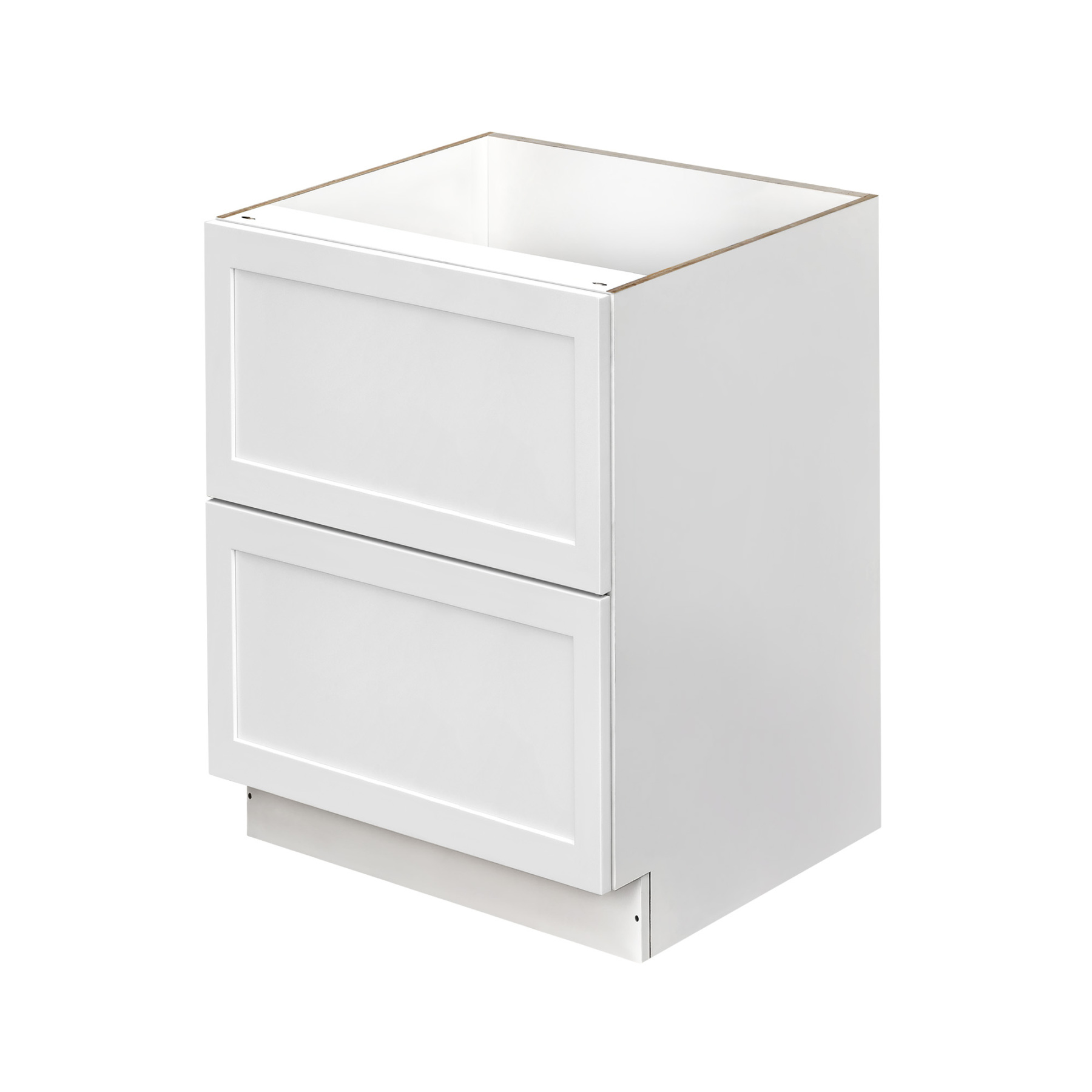 White Shaker - 24"W Drawer Base Cabinet 2-Drawers