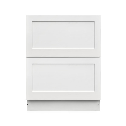 White Shaker - 24"W Drawer Base Cabinet 2-Drawers