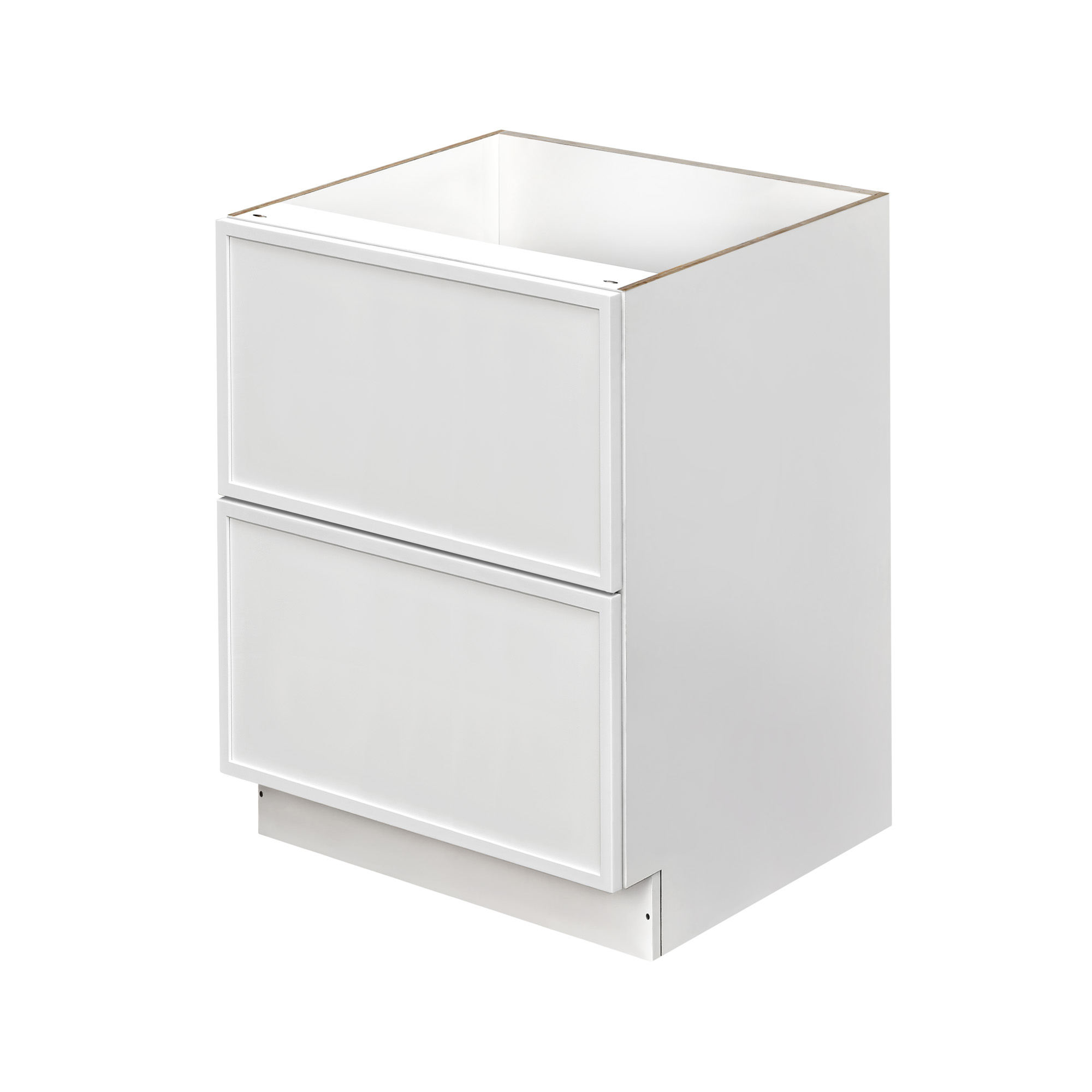 Slim White Shaker - 24"W Drawer Base Cabinet 2-Drawers