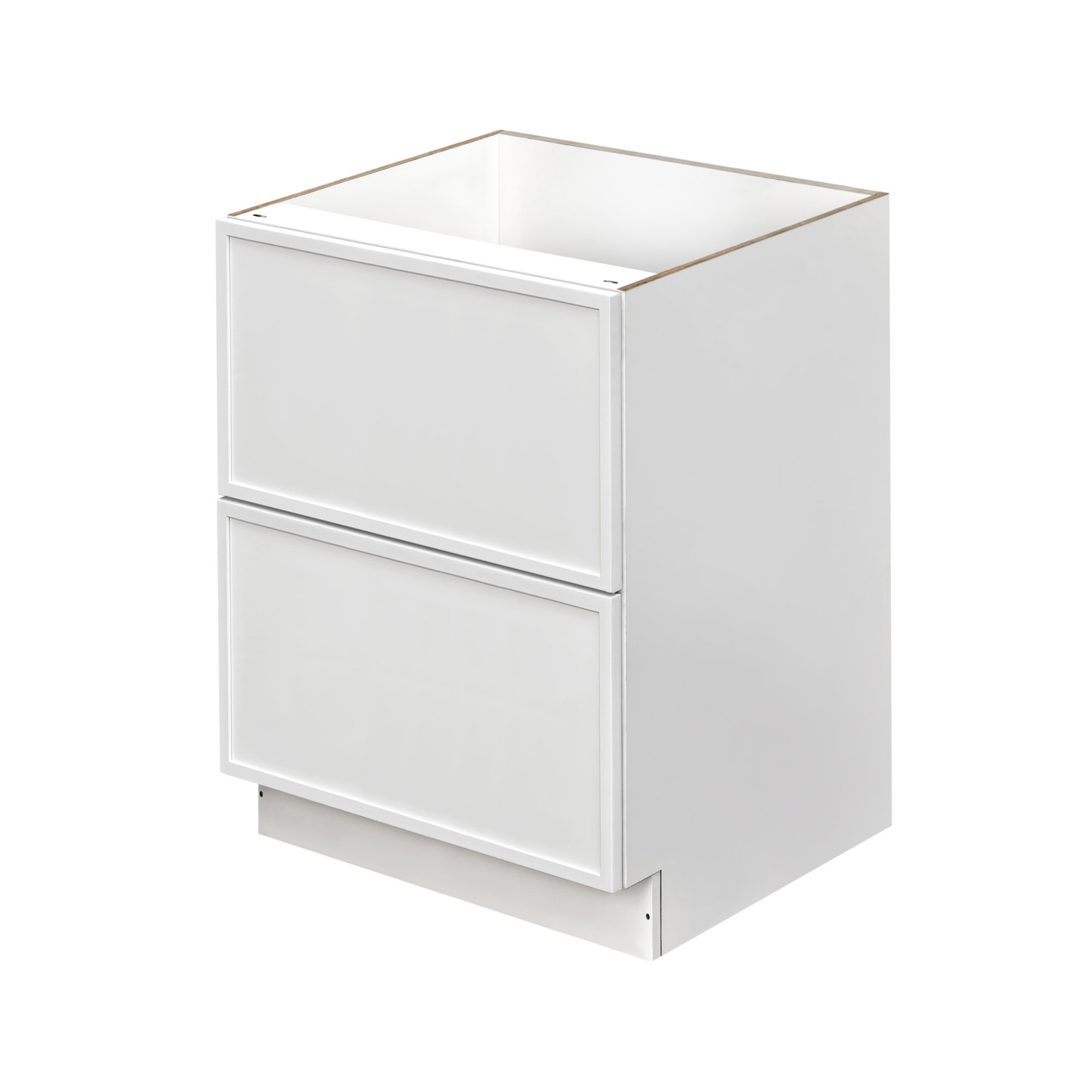 Slim White Shaker - 24"W Drawer Base Cabinet 2-Drawers