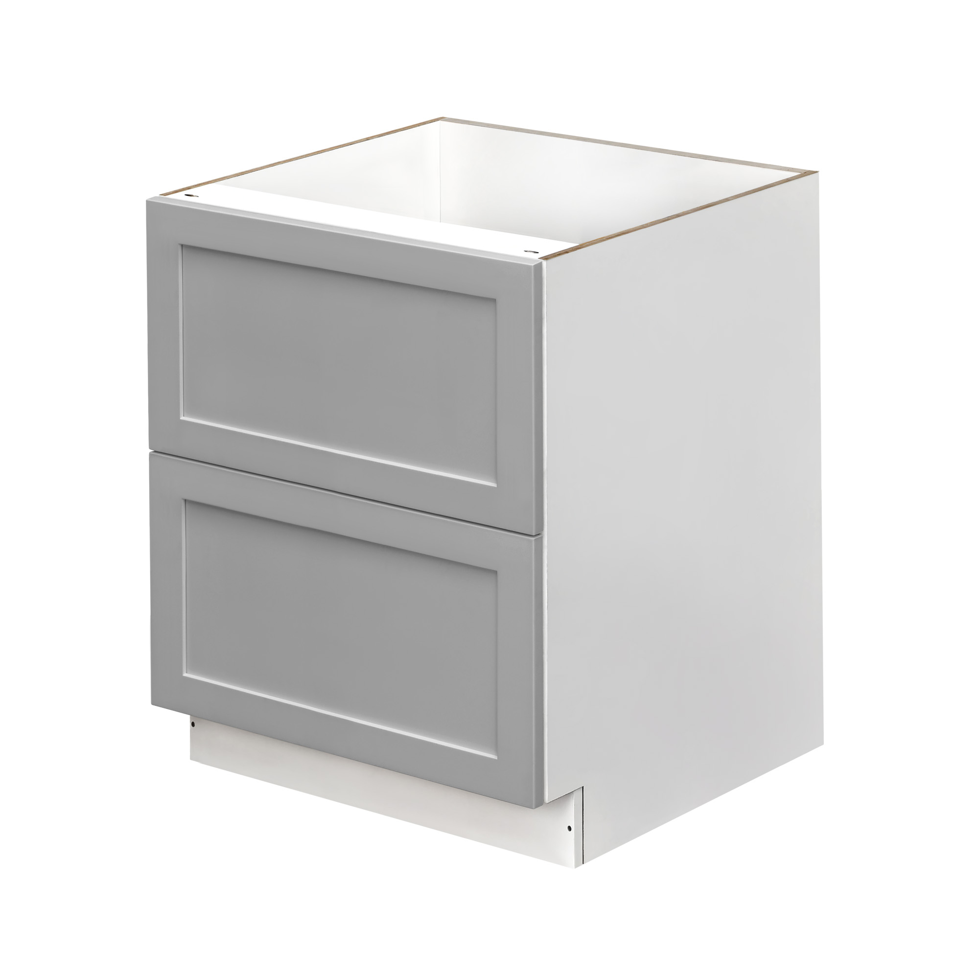 White Box Gray Shaker - 30"W Drawer Base Cabinet 2-Drawers