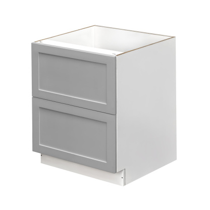 White Box Gray Shaker - 30"W Drawer Base Cabinet 2-Drawers