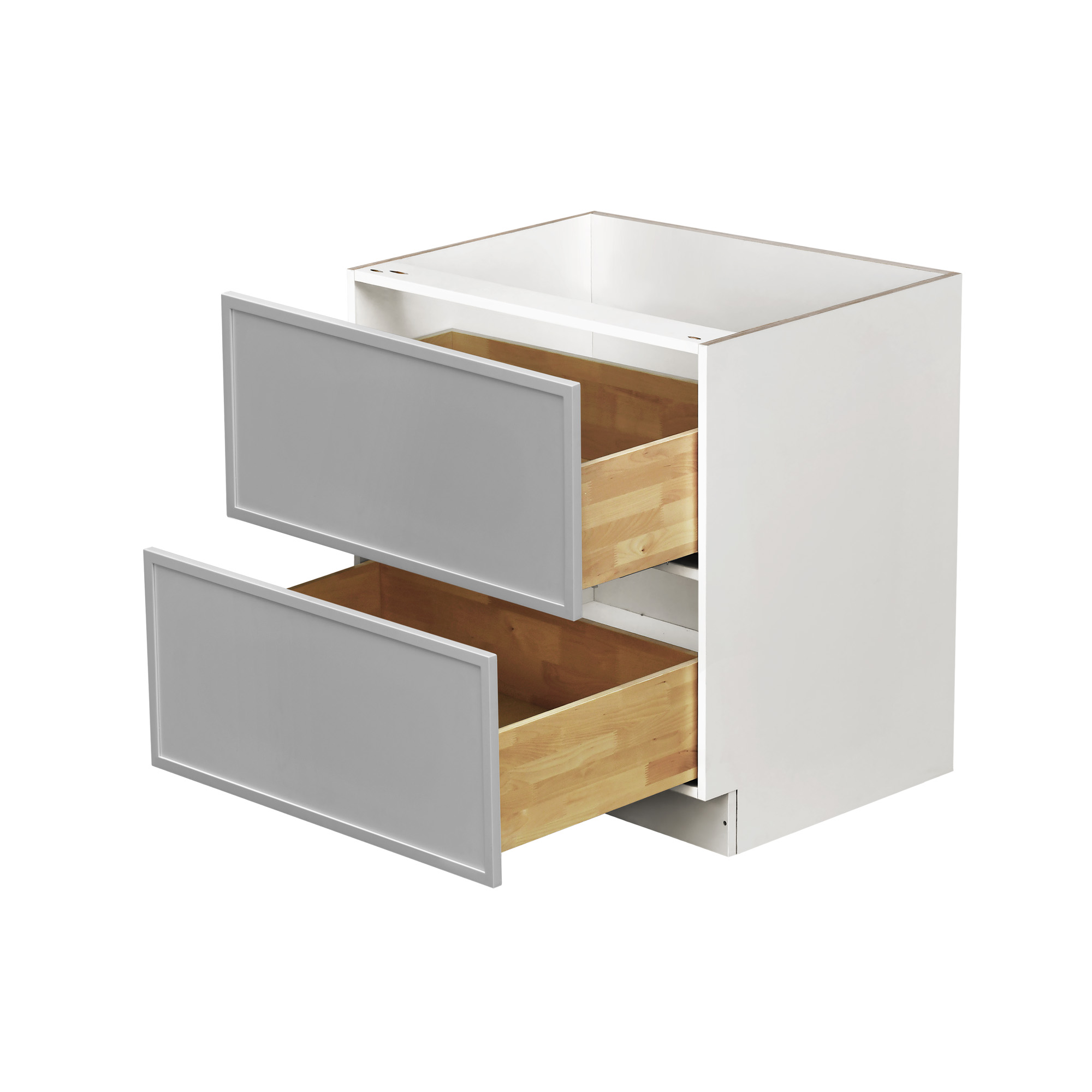 White Box Gray Slim - 30"W Drawer Base Cabinet 2-Drawers