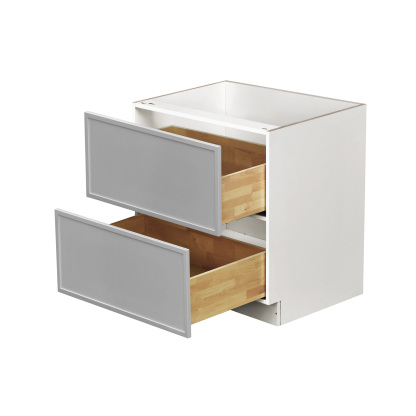 White Box Gray Slim - 30"W Drawer Base Cabinet 2-Drawers