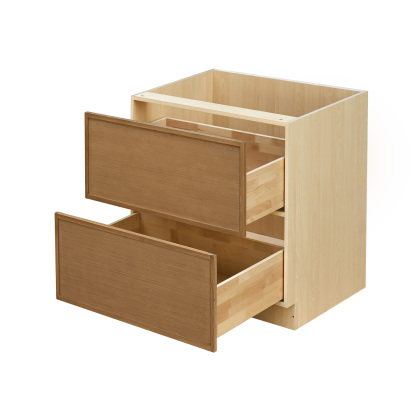 Shady Slim Oak - 30"W Drawer Base Cabinet 2-Drawers