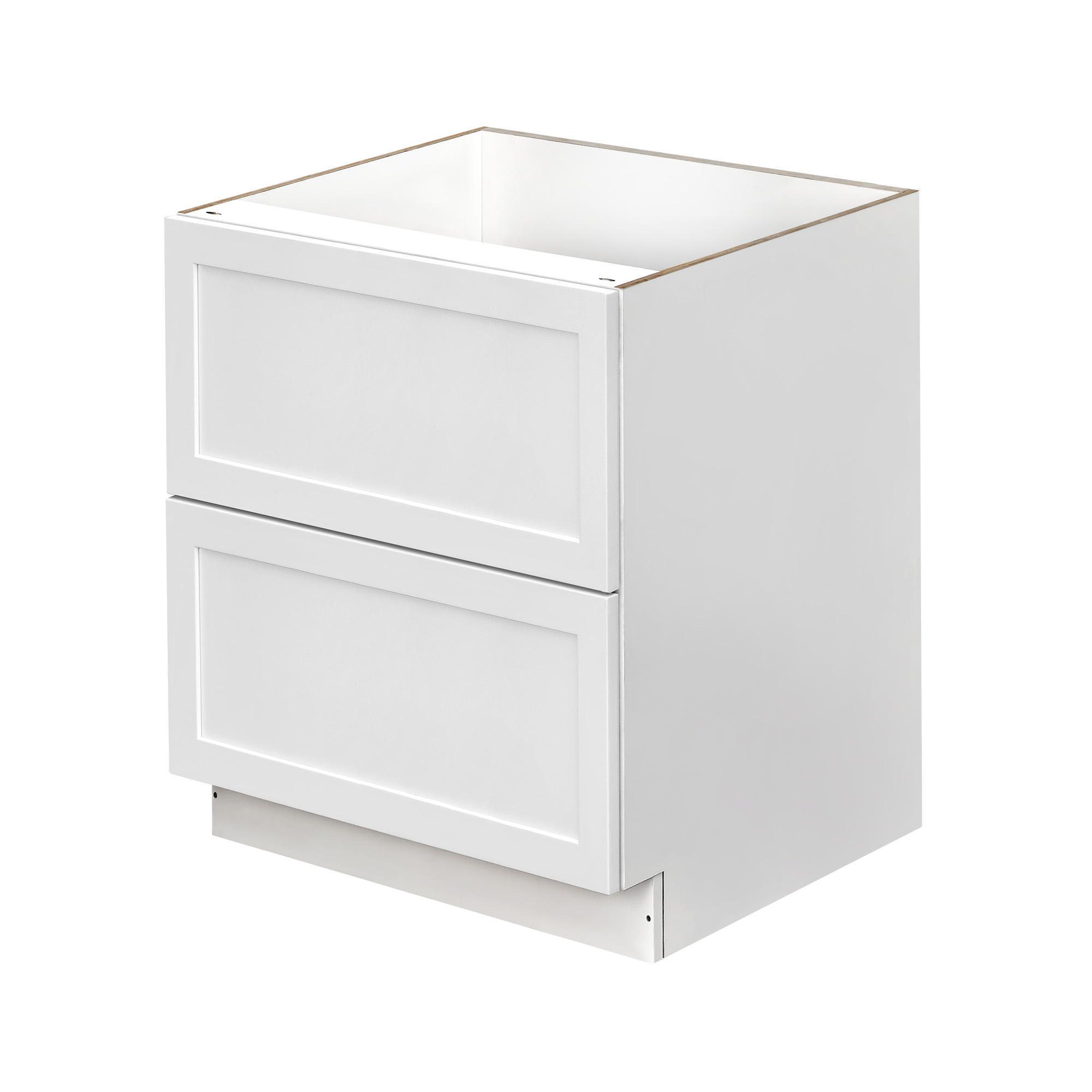 White Shaker - 30"W Drawer Base Cabinet 2-Drawers