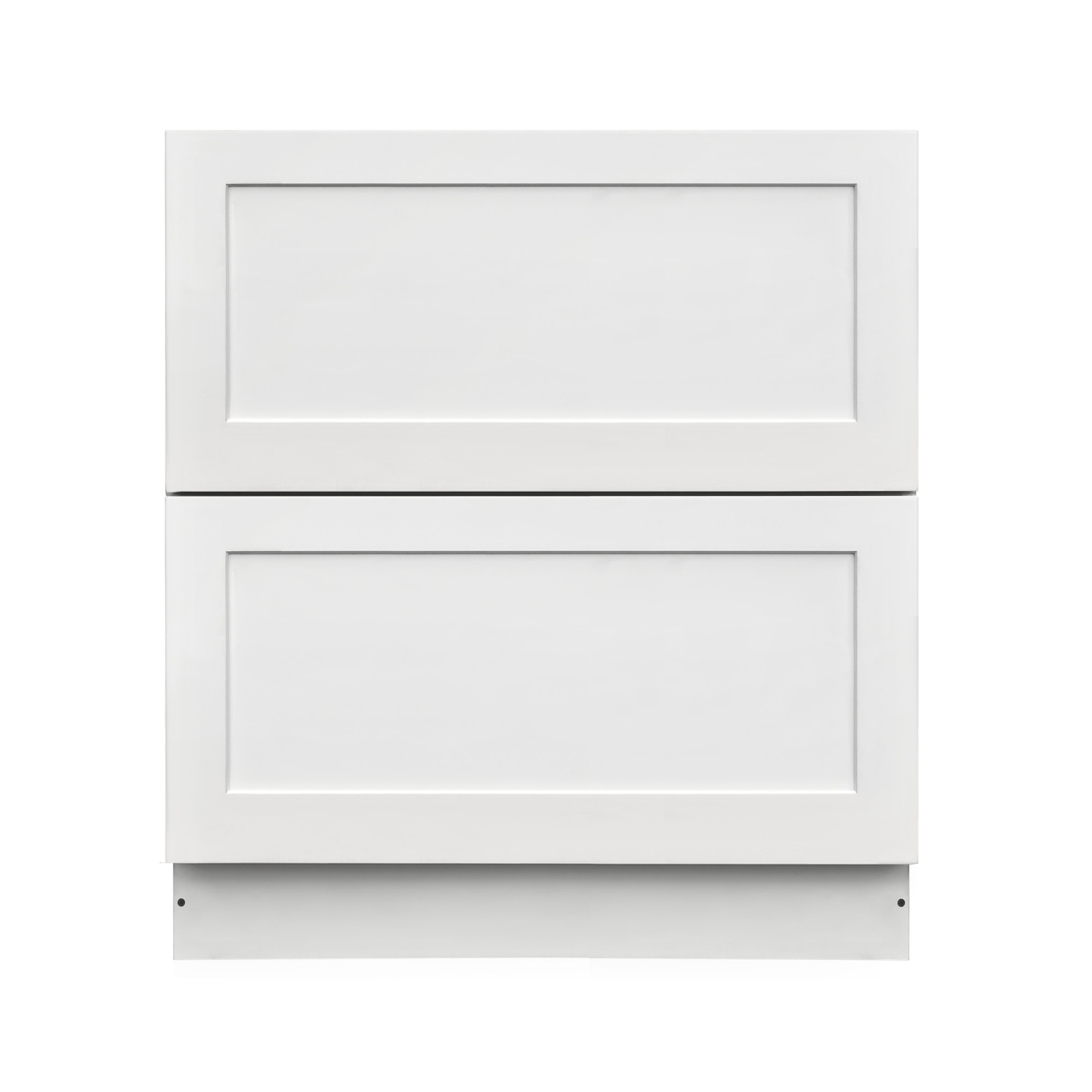 White Shaker - 30"W Drawer Base Cabinet 2-Drawers