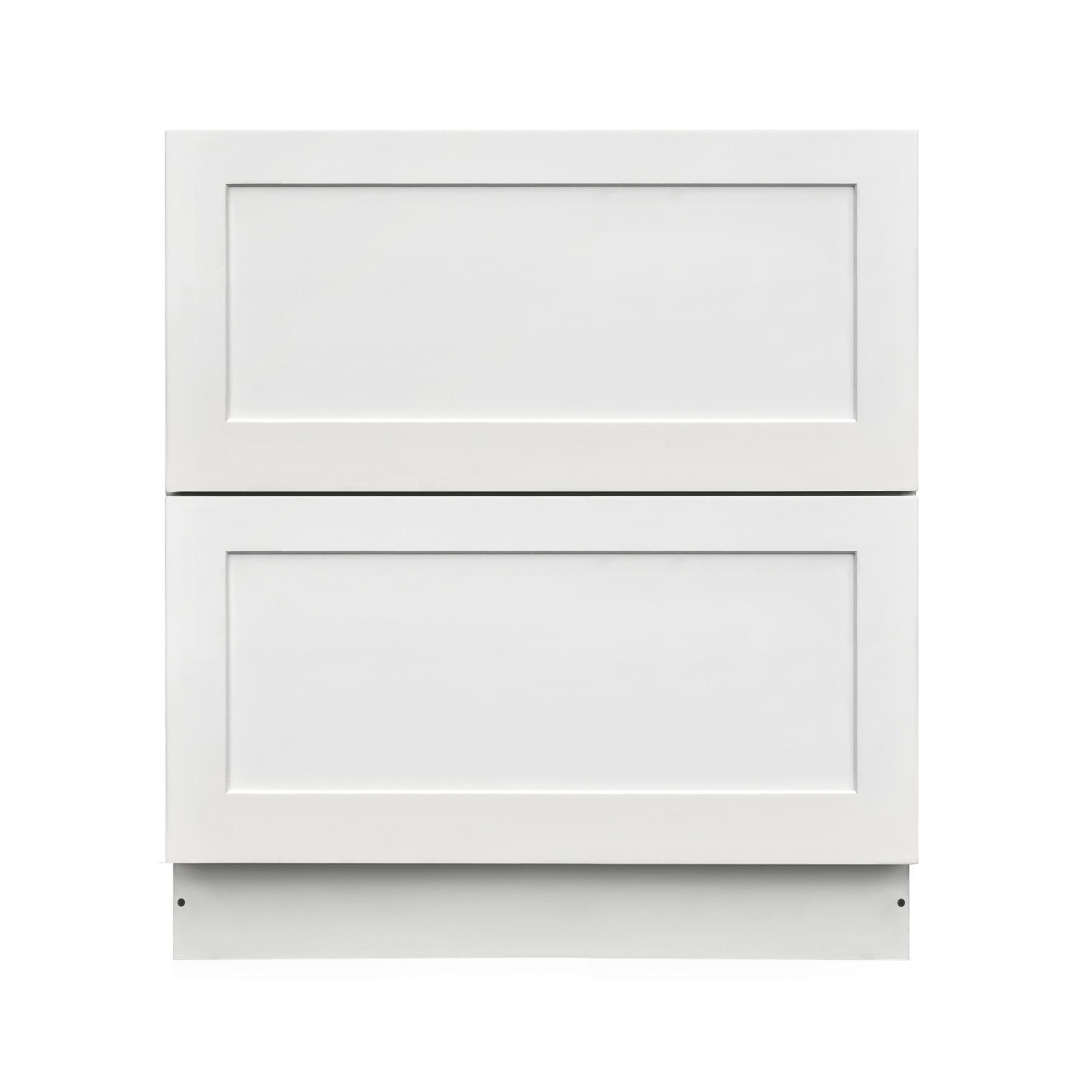 White Shaker - 30"W Drawer Base Cabinet 2-Drawers