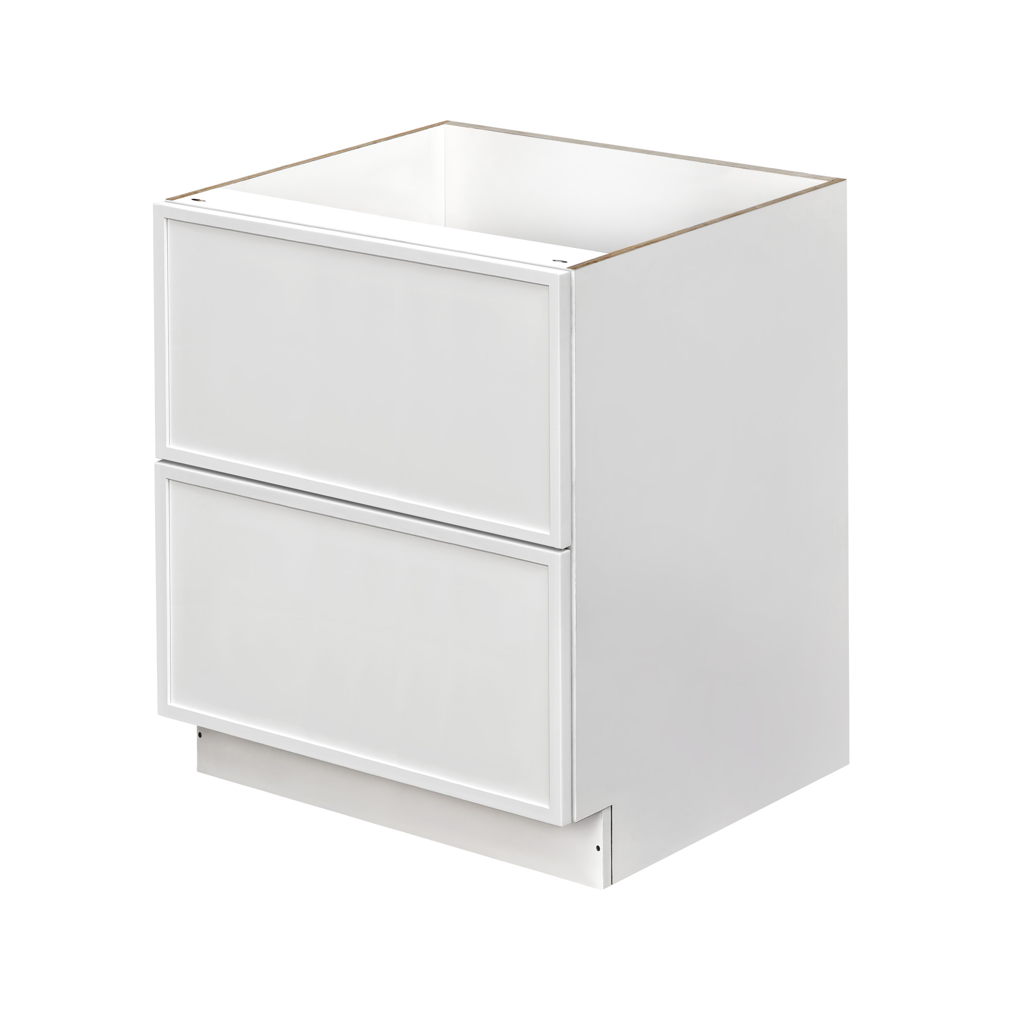 Slim White Shaker - 30"W Drawer Base Cabinet 2-Drawers