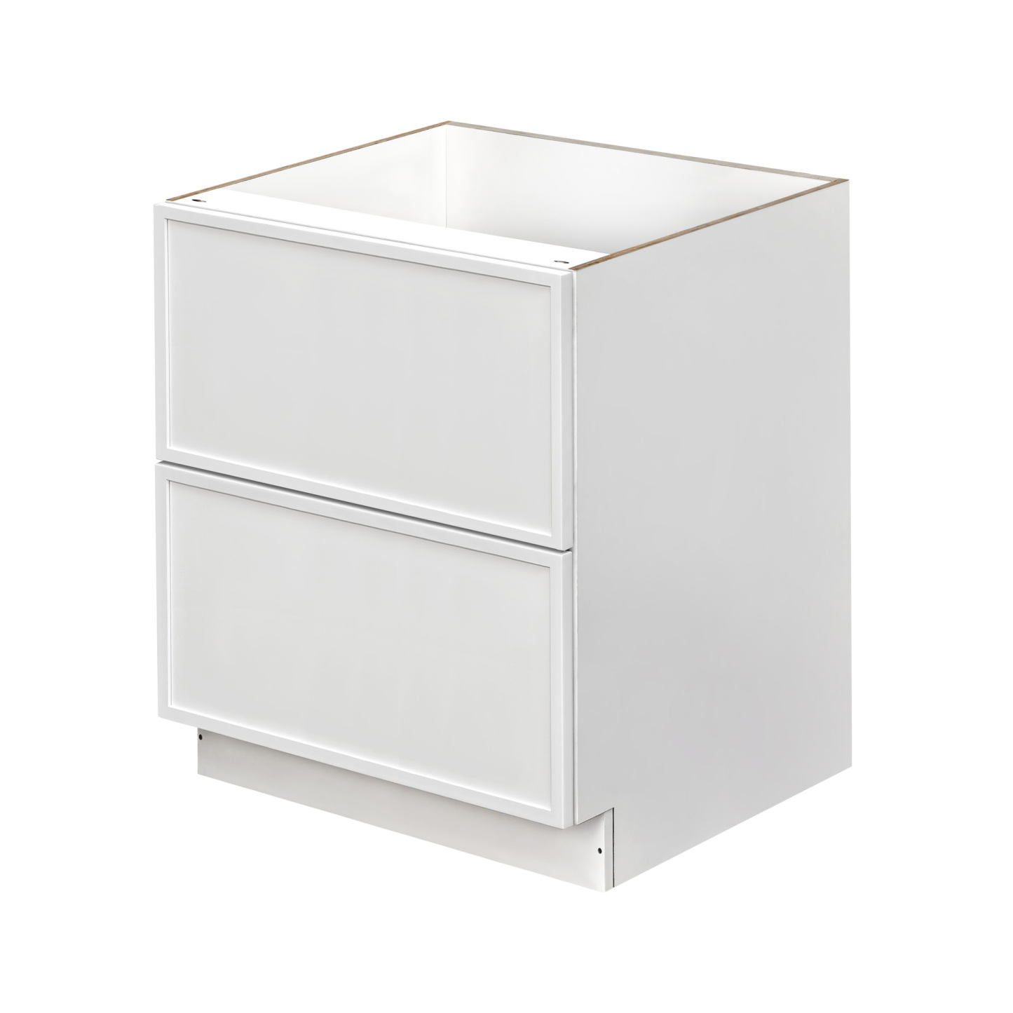Slim White Shaker - 30"W Drawer Base Cabinet 2-Drawers