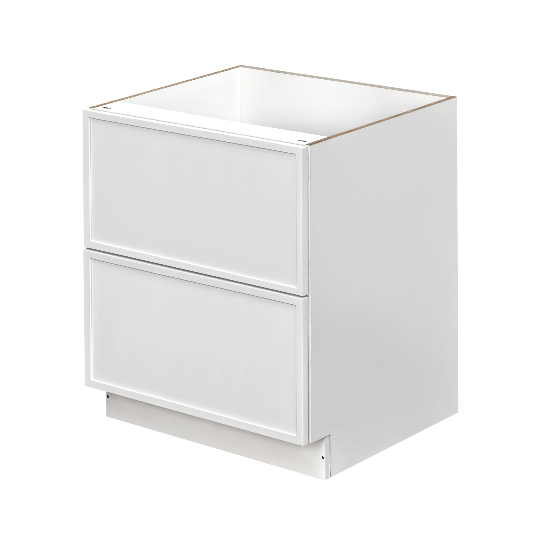 Slim White Shaker - 30"W Drawer Base Cabinet 2-Drawers