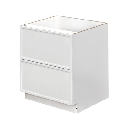 Slim White Shaker - 30"W Drawer Base Cabinet 2-Drawers
