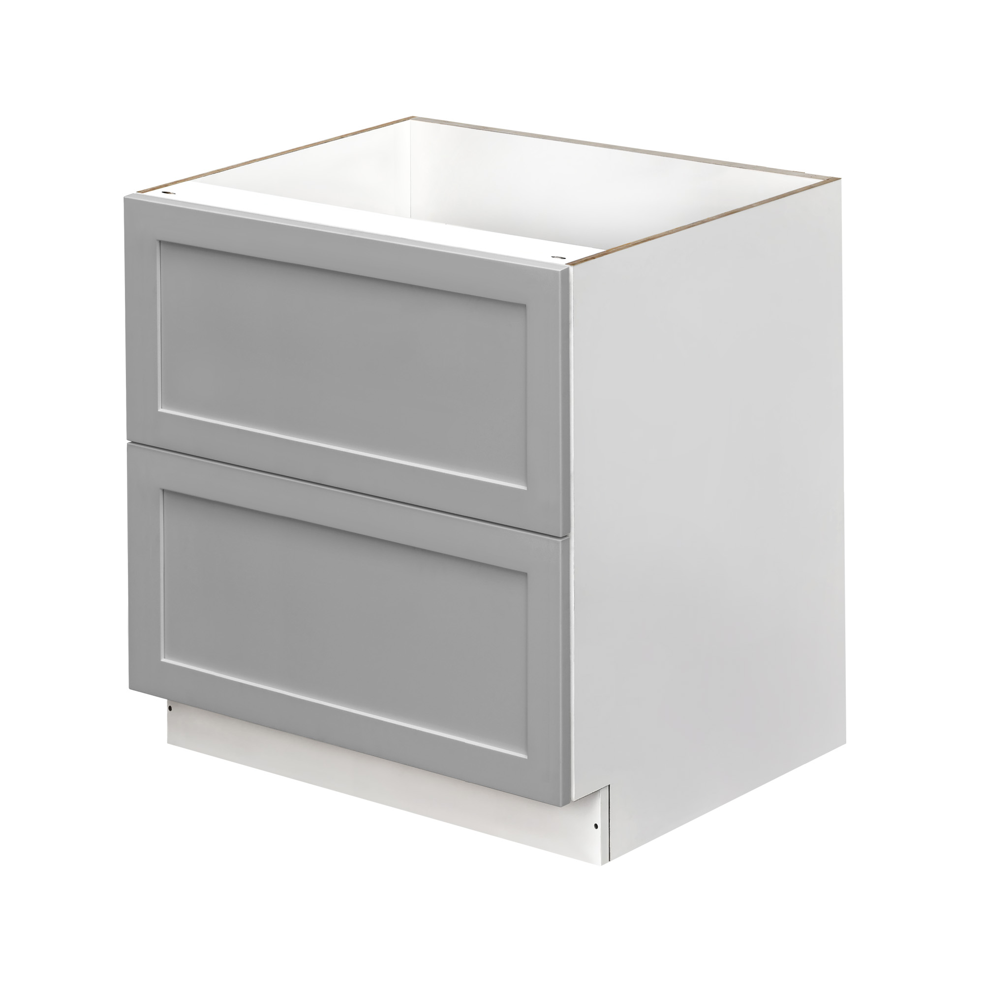 White Box Gray Shaker - 36"W Drawer Base Cabinet 2-Drawers