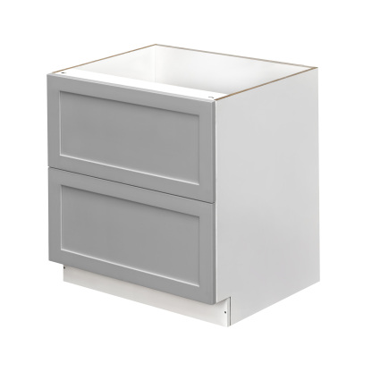 White Box Gray Shaker - 36"W Drawer Base Cabinet 2-Drawers