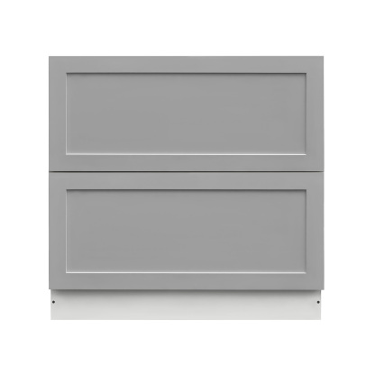 White Box Gray Shaker - 36"W Drawer Base Cabinet 2-Drawers