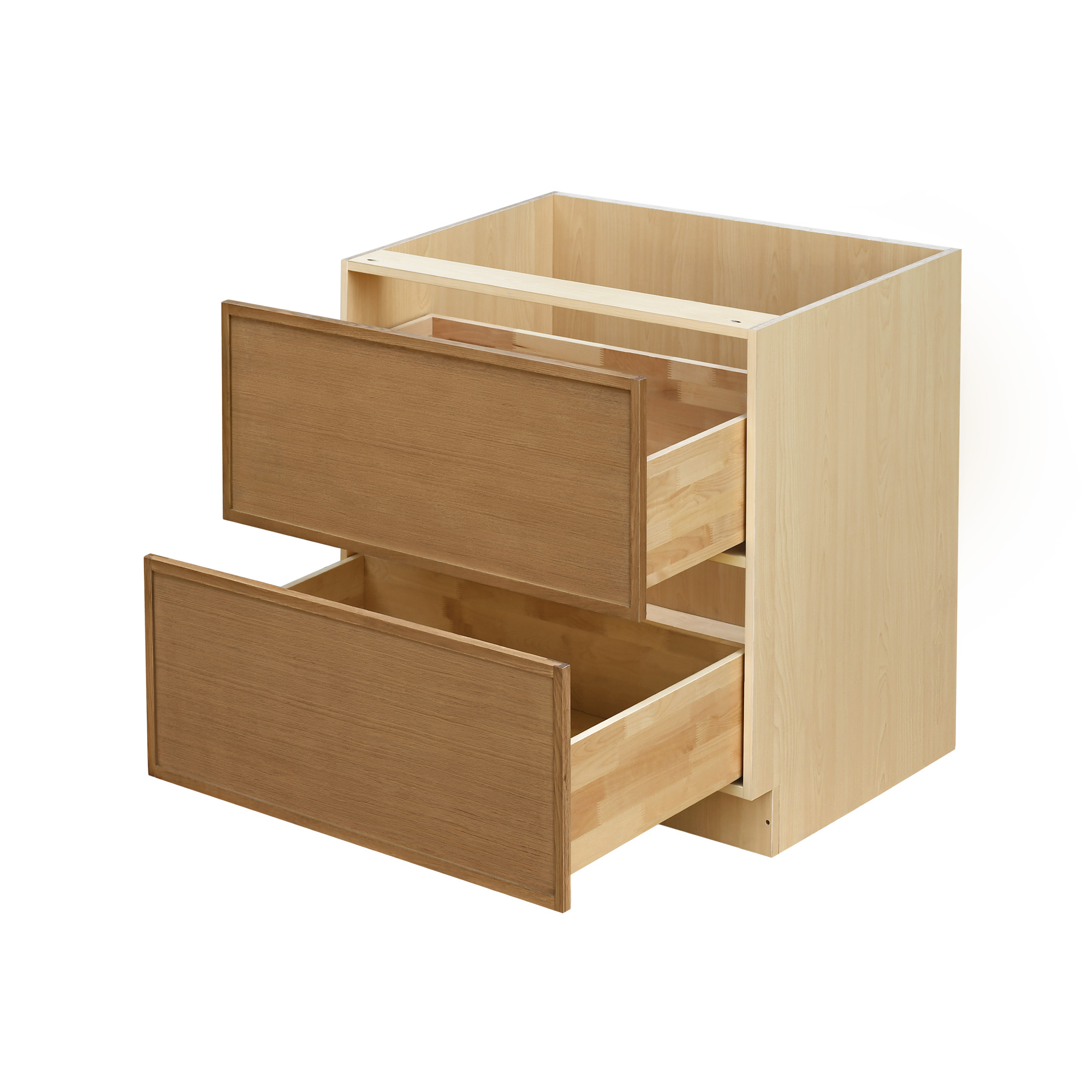 Natural Box Oak Slim - 36"W Drawer Base Cabinet 2-Drawers