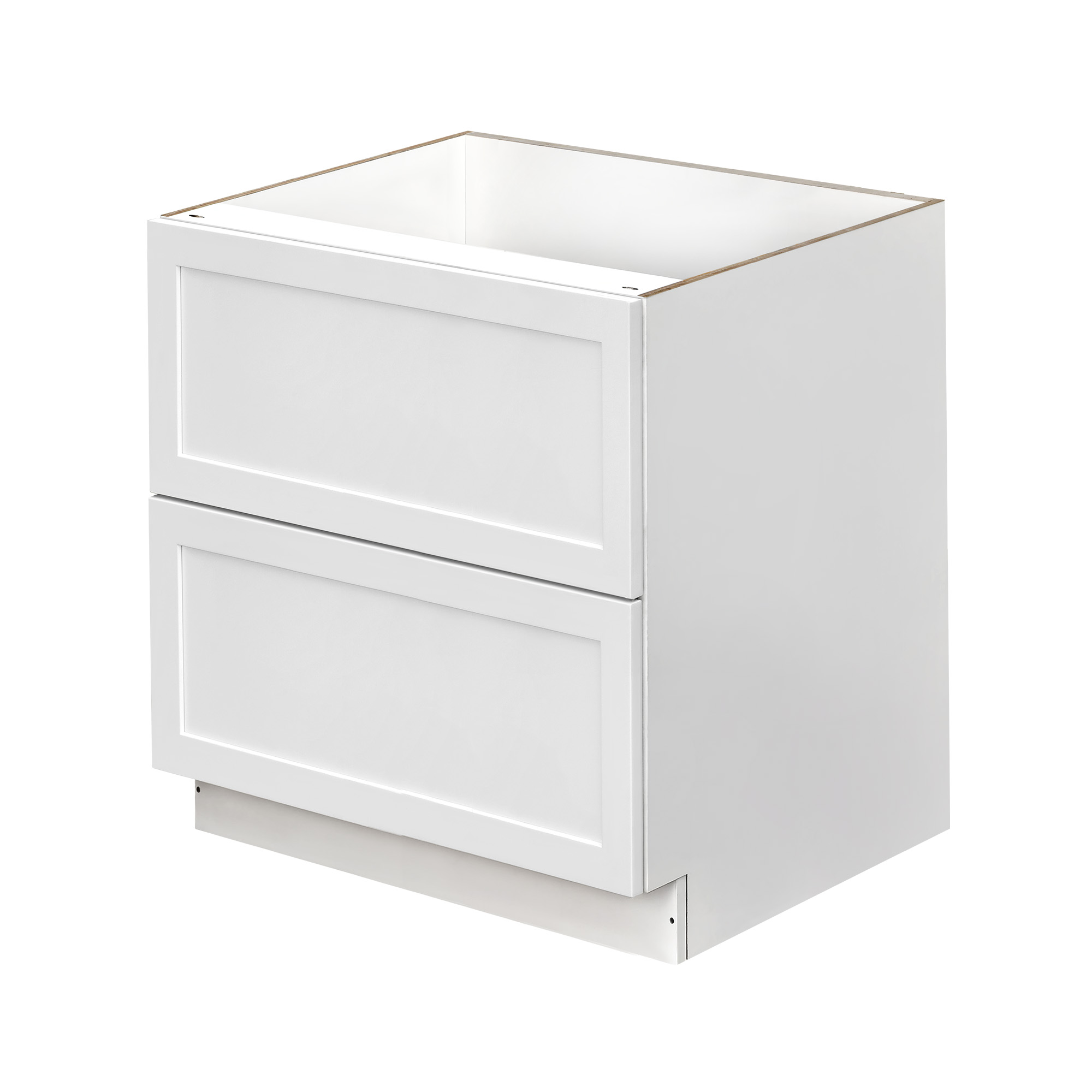 White Shaker - 36"W Drawer Base Cabinet 2-Drawers