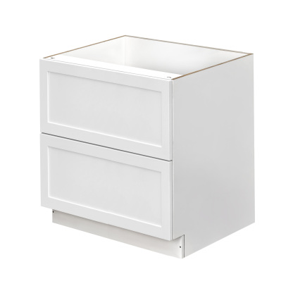 White Shaker - 36"W Drawer Base Cabinet 2-Drawers