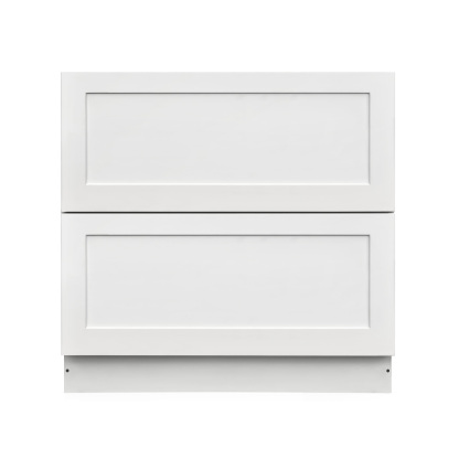 White Shaker - 36"W Drawer Base Cabinet 2-Drawers