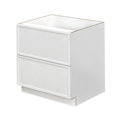 Slim White Shaker - 36"W Drawer Base Cabinet 2-Drawers