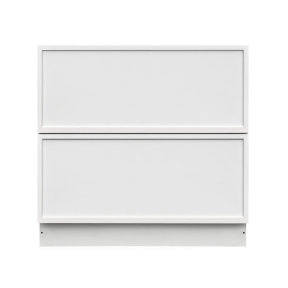 Slim White Shaker - 36"W Drawer Base Cabinet 2-Drawers