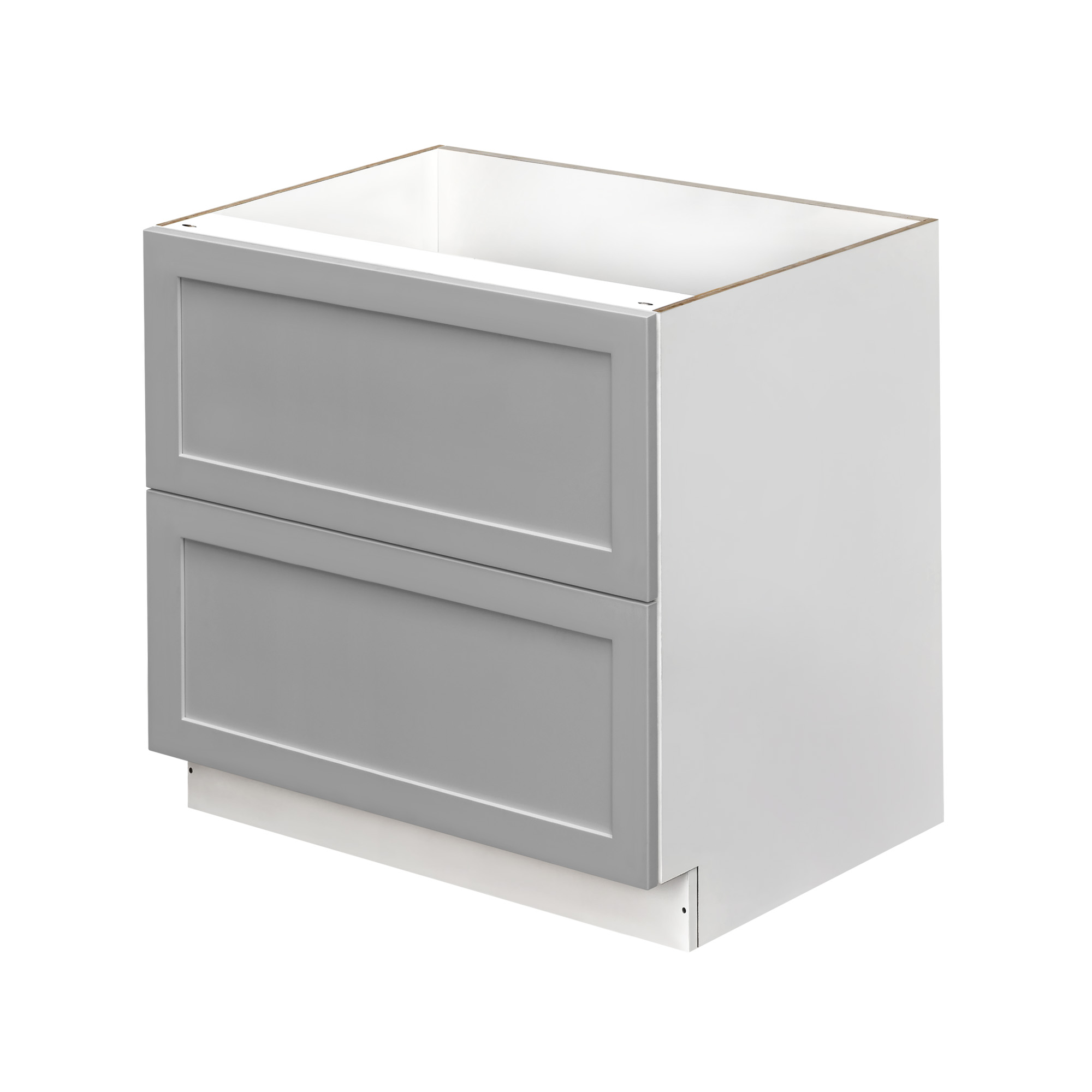 White Box Gray Shaker - 39"W Drawer Base Cabinet 2-Drawers