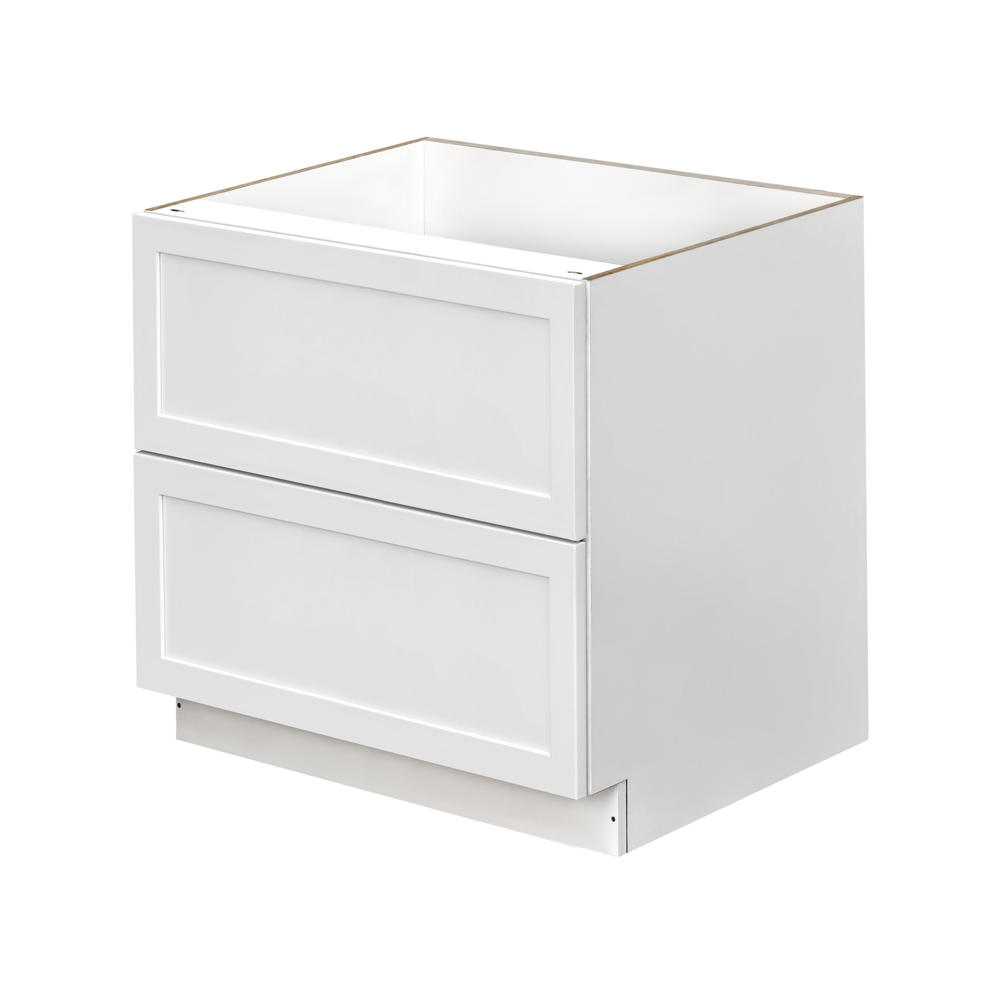 White Shaker - 39"W Drawer Base Cabinet 2-Drawers